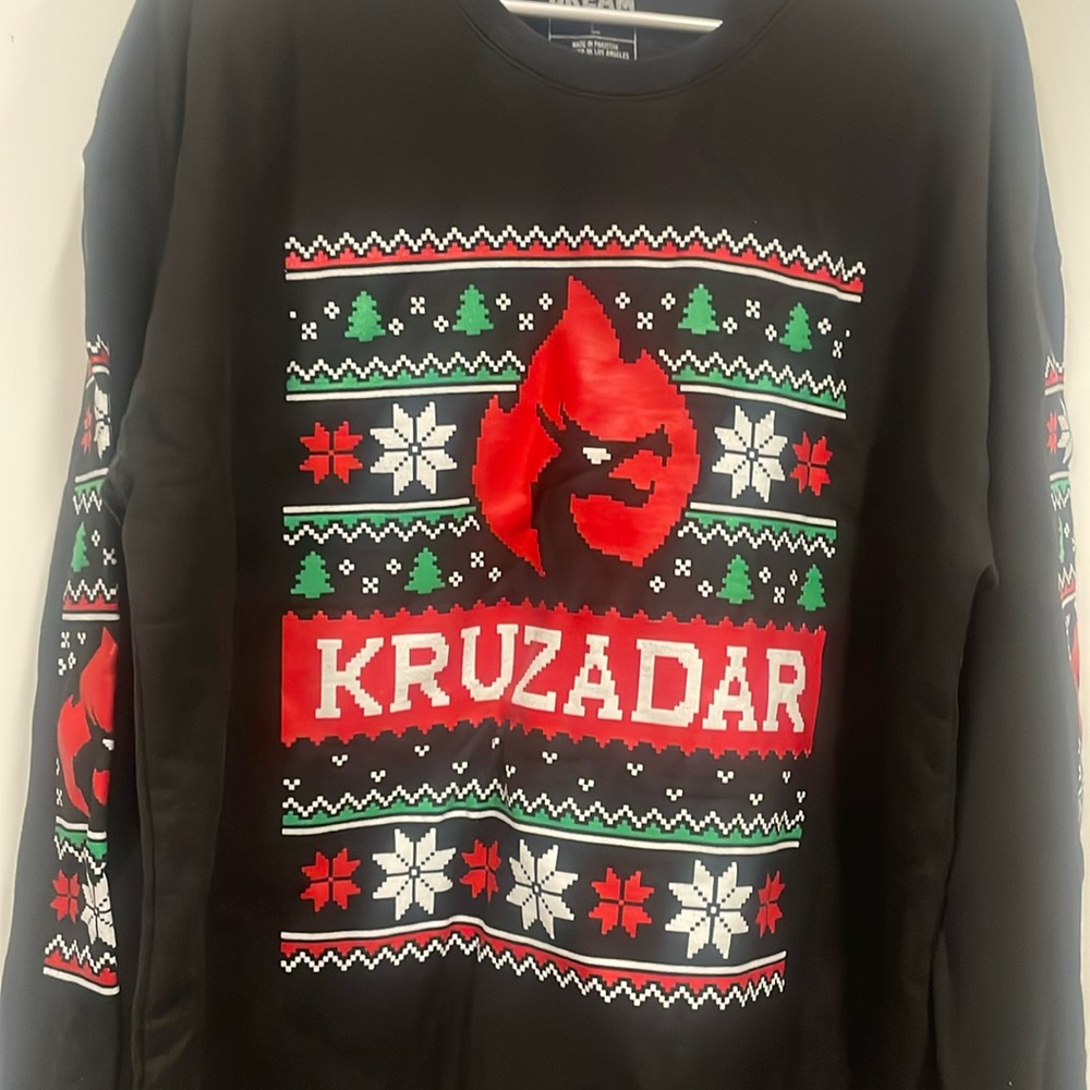 New oversized Kruzadar sweatshirt - ugly christmas sweater pattern.  Large.
